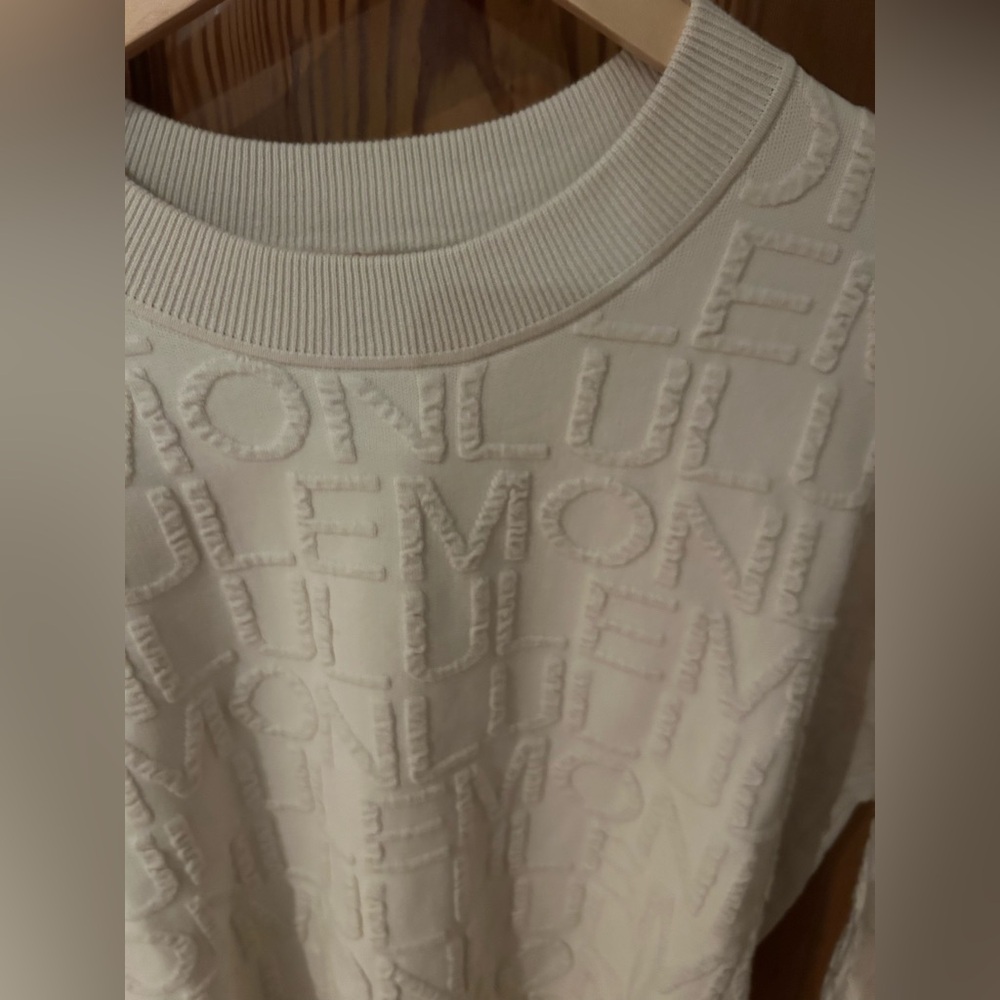 Lululemon Athletica Jacquard Cotton Blend Cream Crew Neck Sweater Size Medium - Picture 8 of 11